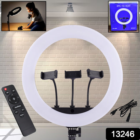 18 Inch Led Ring Light With 3 Colour Modes 3 Mobile Holders Remote Control (1 Set)