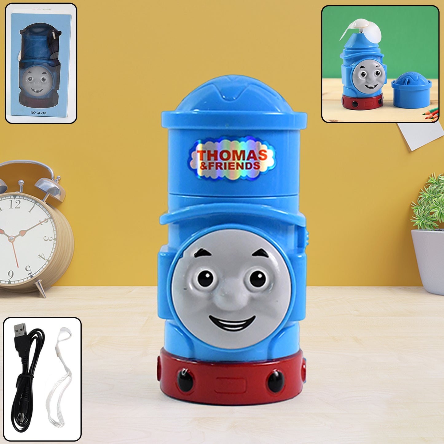 Plug-and-play Cartoon Mini Fan In Train Character Design