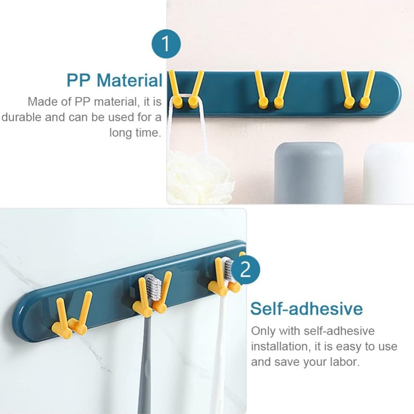 4702 Toothbrush Holder Plastic Bathroom Accessories Organizer Wall Mounted Hanging Mount Shelf Hooks (1pc)