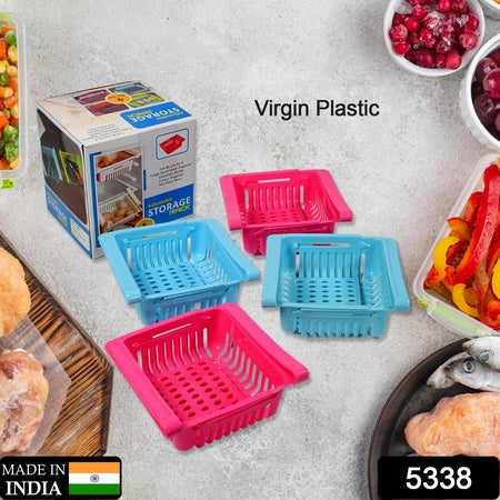 5338 Virgin Freeze Storage Unbreakable Adjustable Multi Color Tray With Extra Storage Easy To Remove Easy To Clean Pack Of 4 Tray