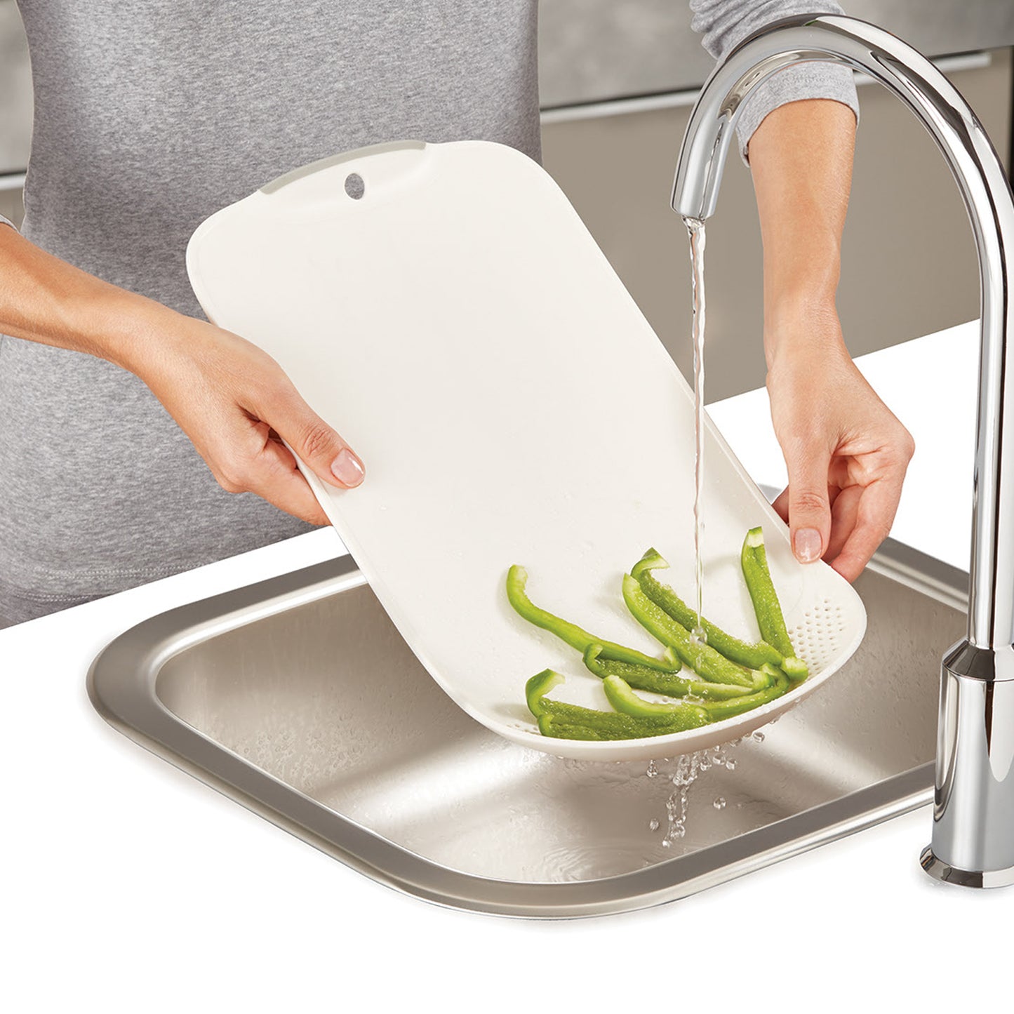 2229 Chop Drain Vegetables Fruits Chopping Board Sleek Knife