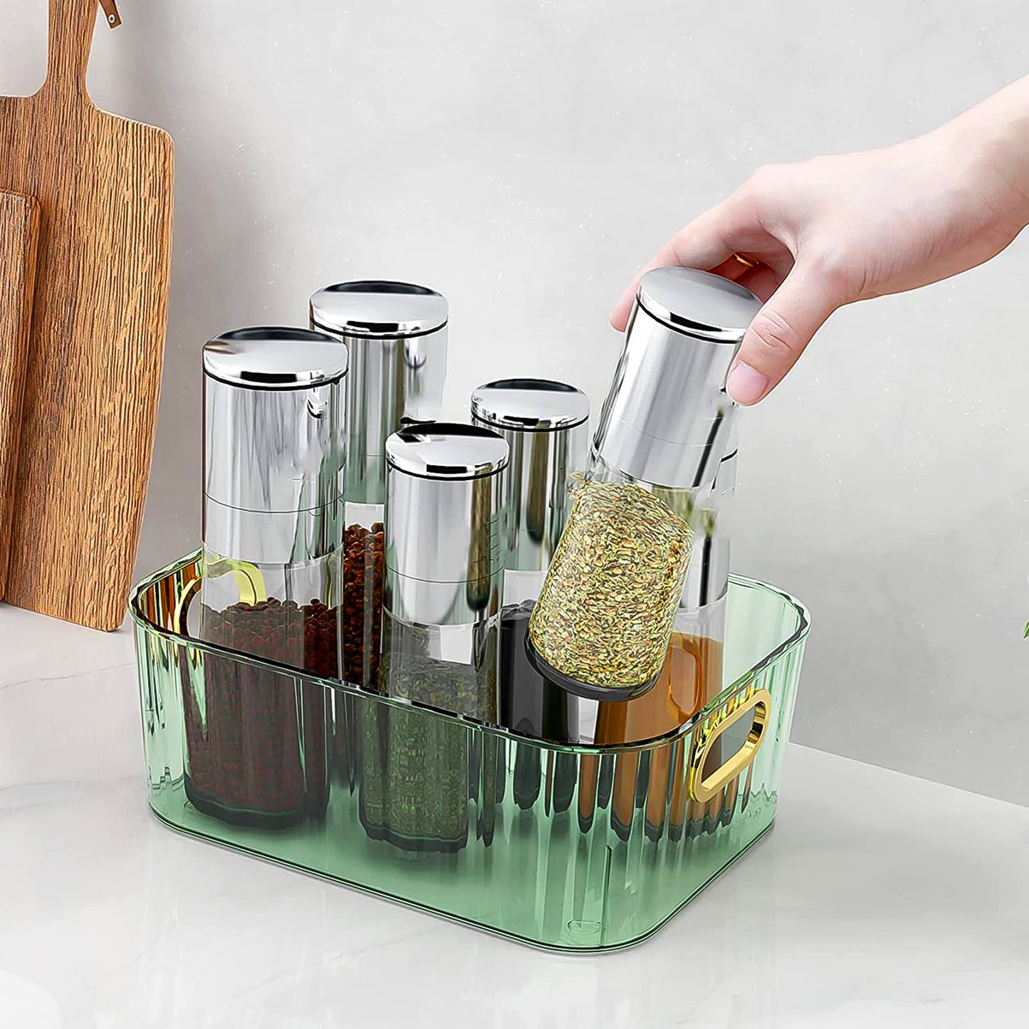 Premium Ribbed Transparent Storage Basket With Gold Handle Multipurpose Kitchen Amp Home Organizer Box