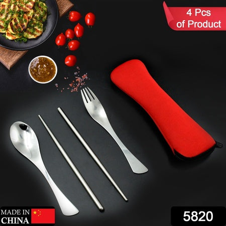 Picnic Dinner Spoon Fork Chopsticks Cutlery Tablewares Set Traveling Spoon Set High Quality Cutlery Set (4 Pc 1 Set )
