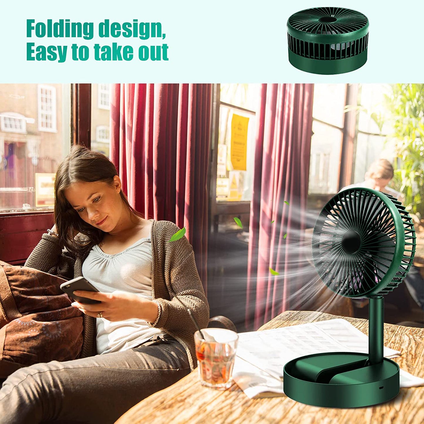 4642 Telescopic Electric Desktop Fan Height Adjustable Foldable Portable For Travelcarry Silent Table Top Personal Fan For Bedside Office Table (Battery Not Include)