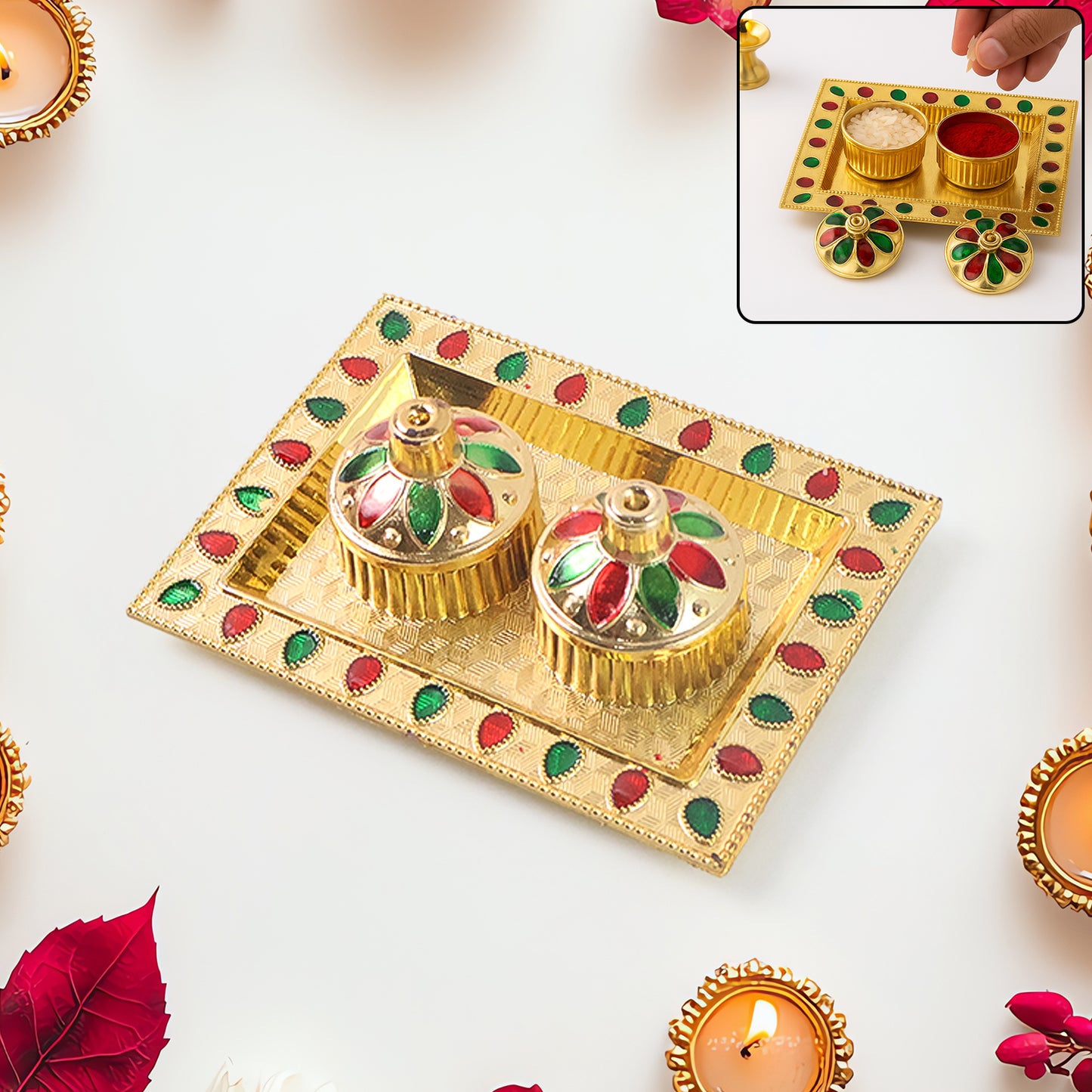 5996 Rakasha Bandhan Special Puja Thali Kumkum Thali Holder Pooja Return Gift Indian Housewarming Gifts Brotherbhaibhabhisisterfamily Rakhi For Rakshabandhan