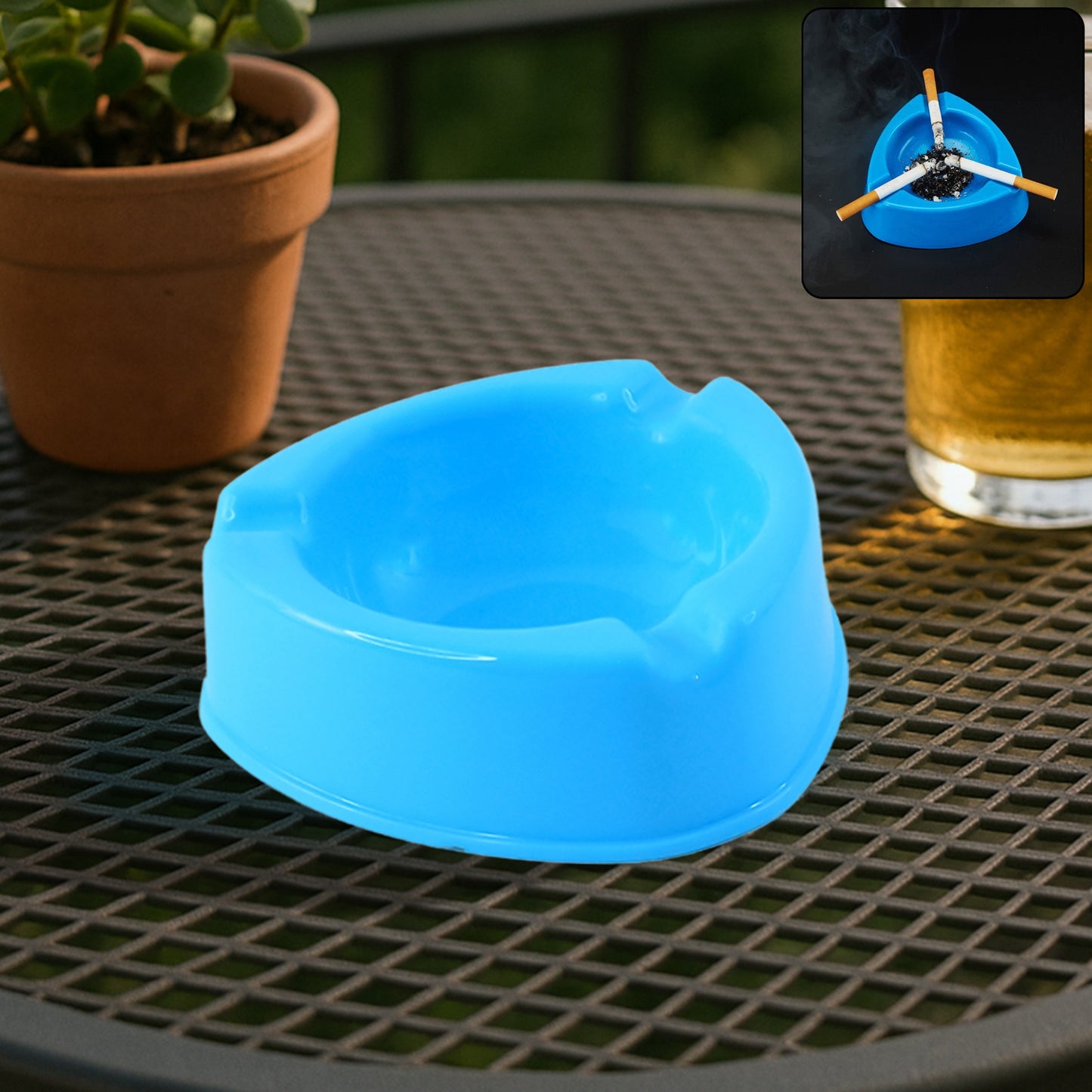 Heavy Duty Plastic Ashtray (Mix Color 1 Pc)