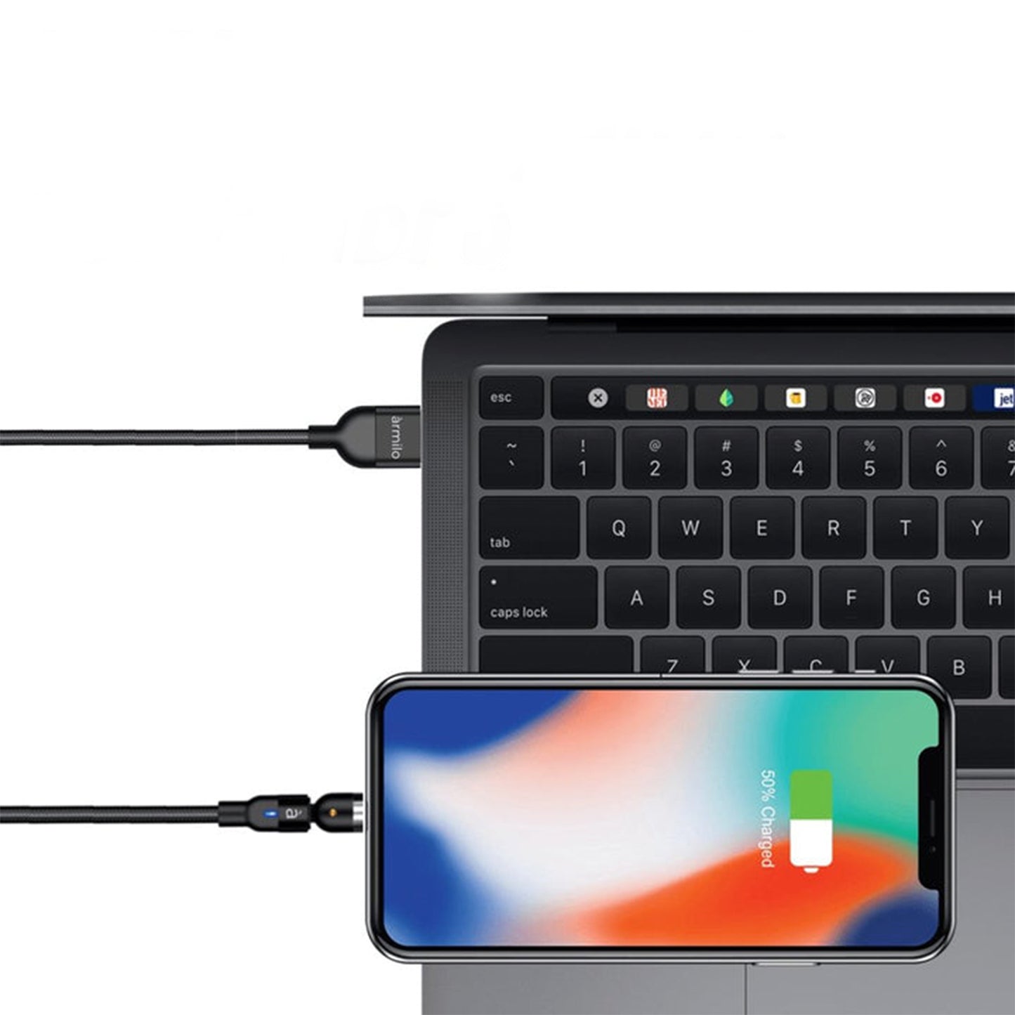 0301 3 In 1 Magnetic Usb Charging Cable Usb-c Android And Lightning With Extra Protecting Nylon Strong Magnetic Cable With Full Rotation Support Fast Charging