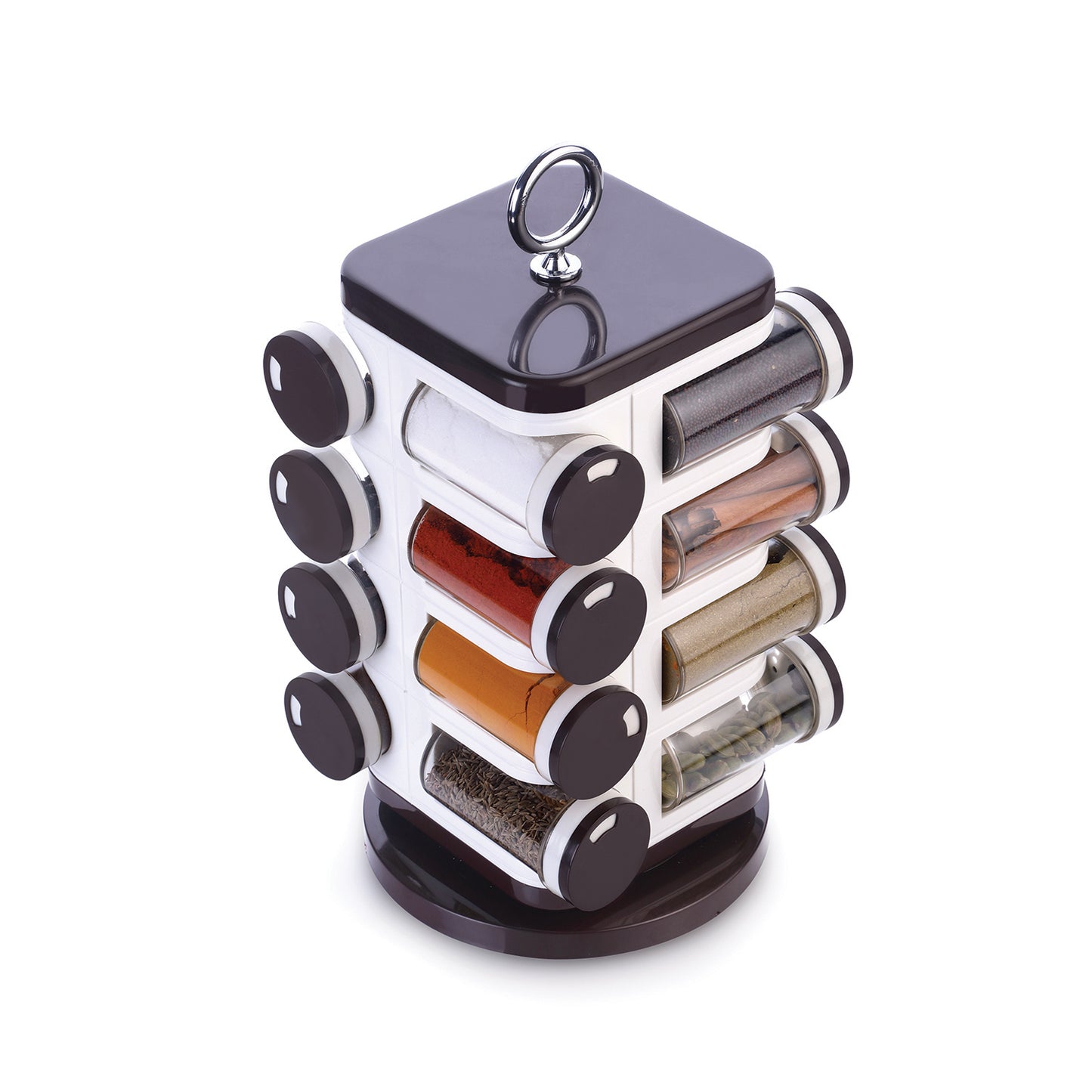 8119 Ganesh Multipurpose Revolving Spice Rack With 16 Pcs Dispenser Each 100 Ml Plastic Spice Abs Material 1 Piece Spice Set 1 Piece Spice Set (Plastic)