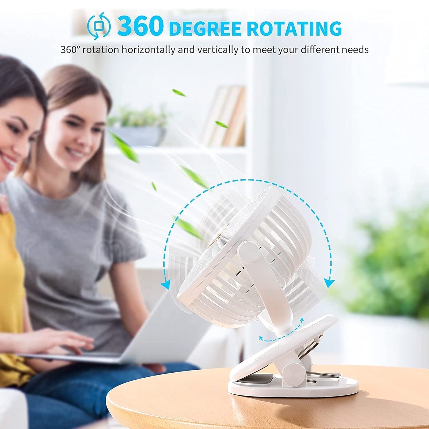 17930 Portable Clip-on Fan Battery Operated With Light Spray Small Yet Powerful Usb Table Fan 3-speed Quiet Rechargeable Mini Desk Fan 360 Rotation Personal Cooling Fan For Home Office Camping