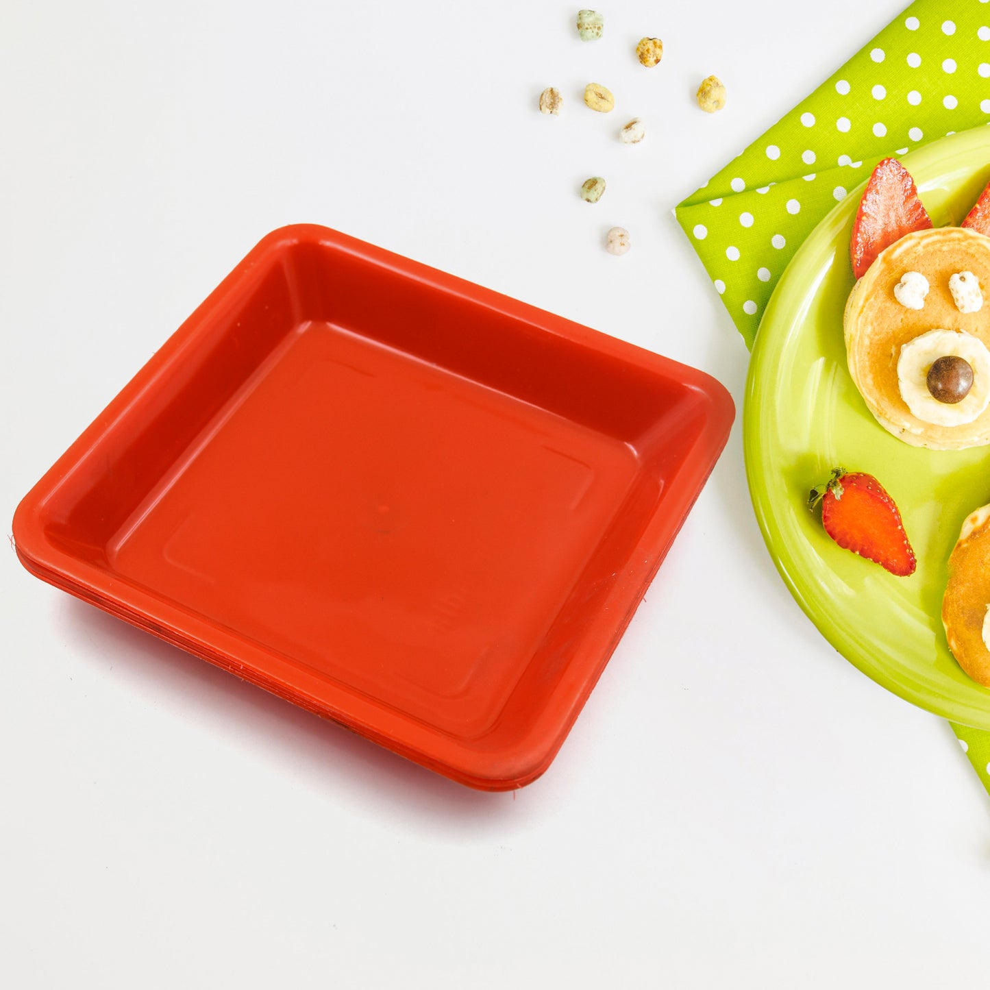 5563 Square Plastic Halwa Dinner Plate Snacks Breakfast Restaurant Serving Trays Home School Coffee Hotel Kitchen Office (3 Pcs Set)