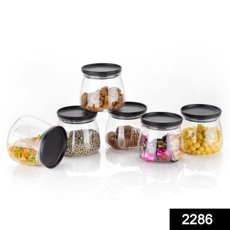 2286 Matka Shaped Jar With Air Tight Leak Proof Lid (Multicolour) (Set Of 6) (900ml)