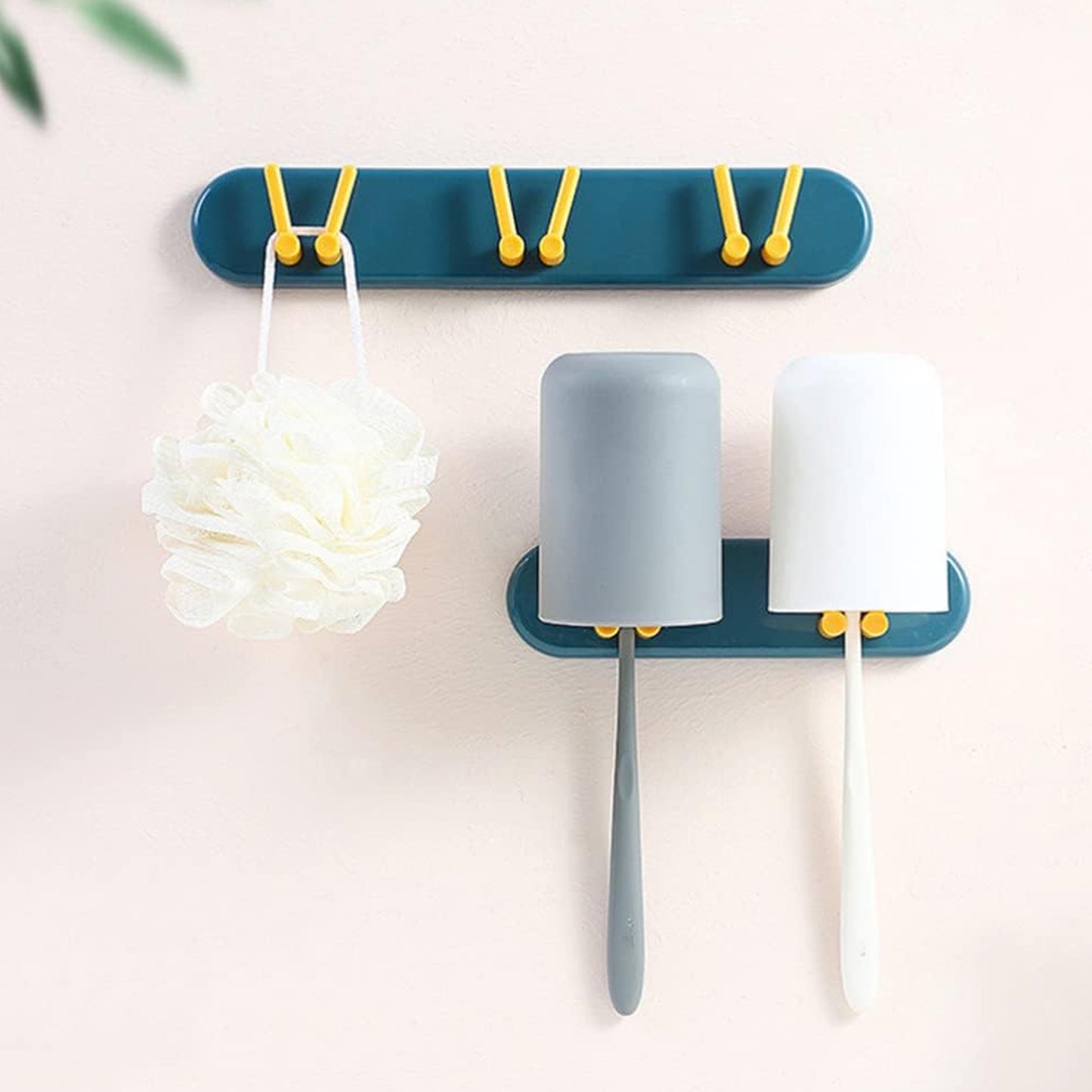 4702 Toothbrush Holder Plastic Bathroom Accessories Organizer Wall Mounted Hanging Mount Shelf Hooks (1pc)