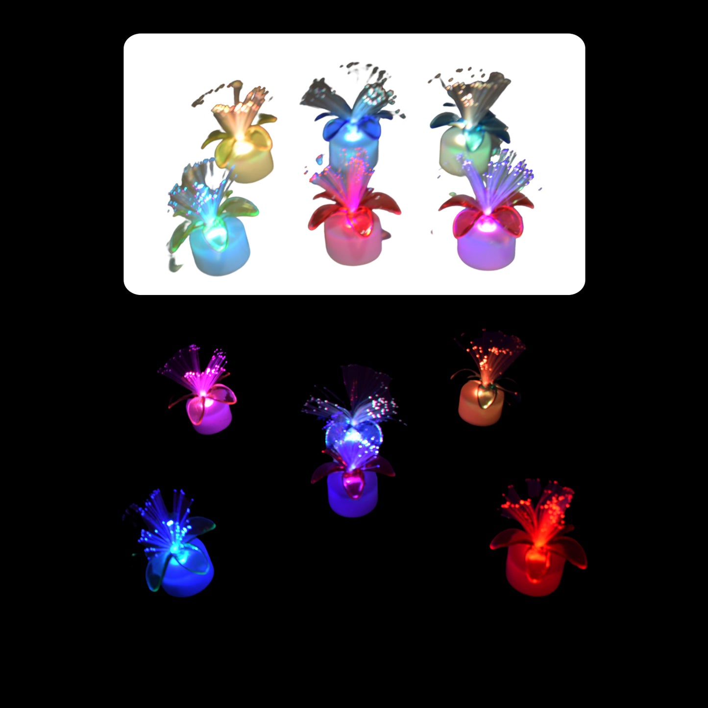 6237a Fiber Optic Light Mini Color Change Led Table Centerpieces Light Up Candle - Pack Of 6