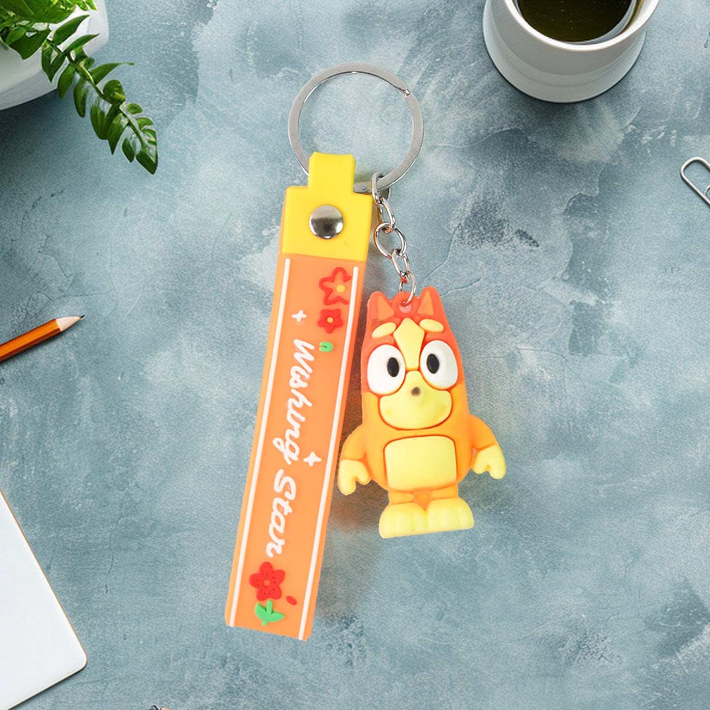 Cute Cartoon Silicone 3d Key Chain With Metal Hook Strap (Pack Of 1)