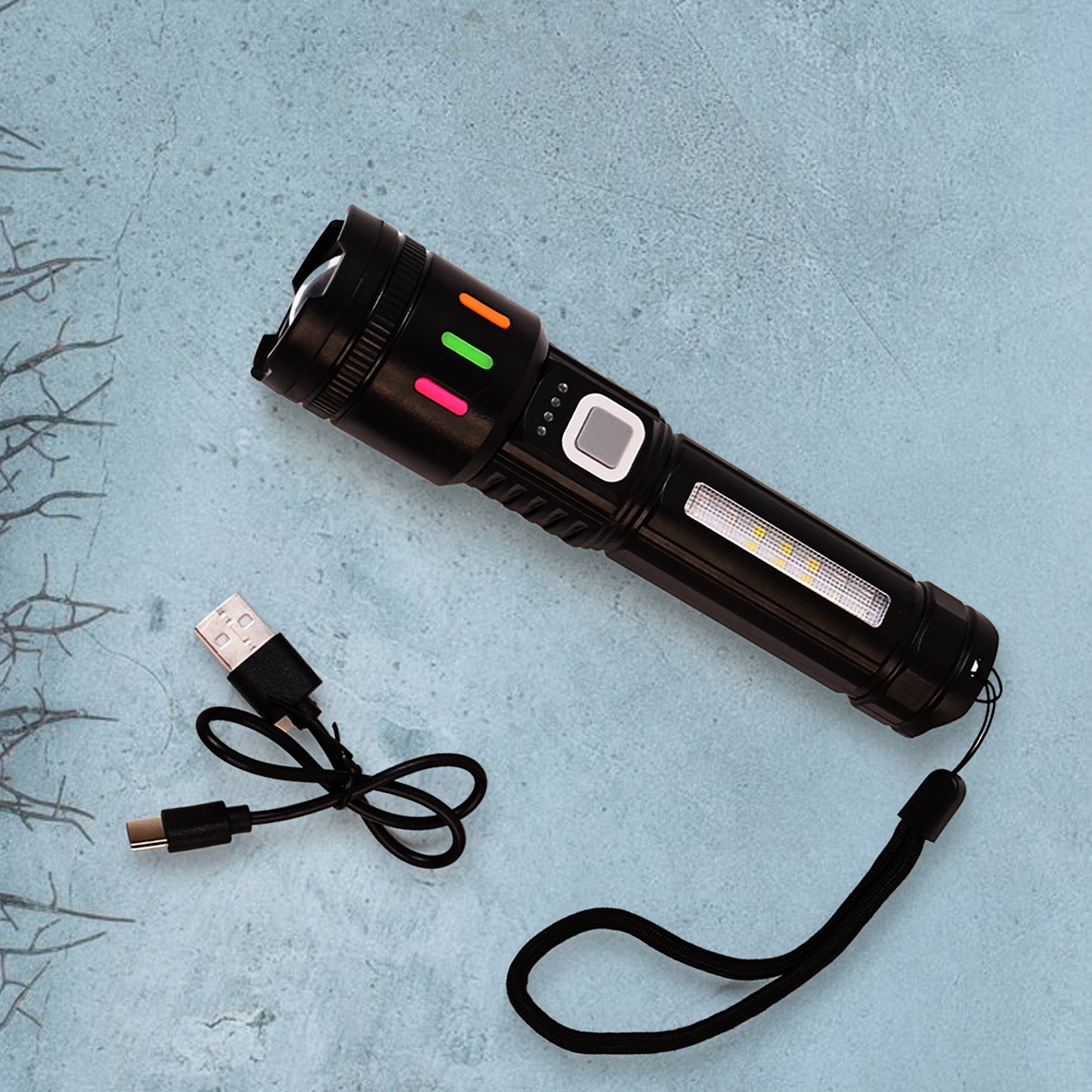 Led Torch High Lumens Fast Charging Flashlight Torch With Far Near Zoom (1 Pc)