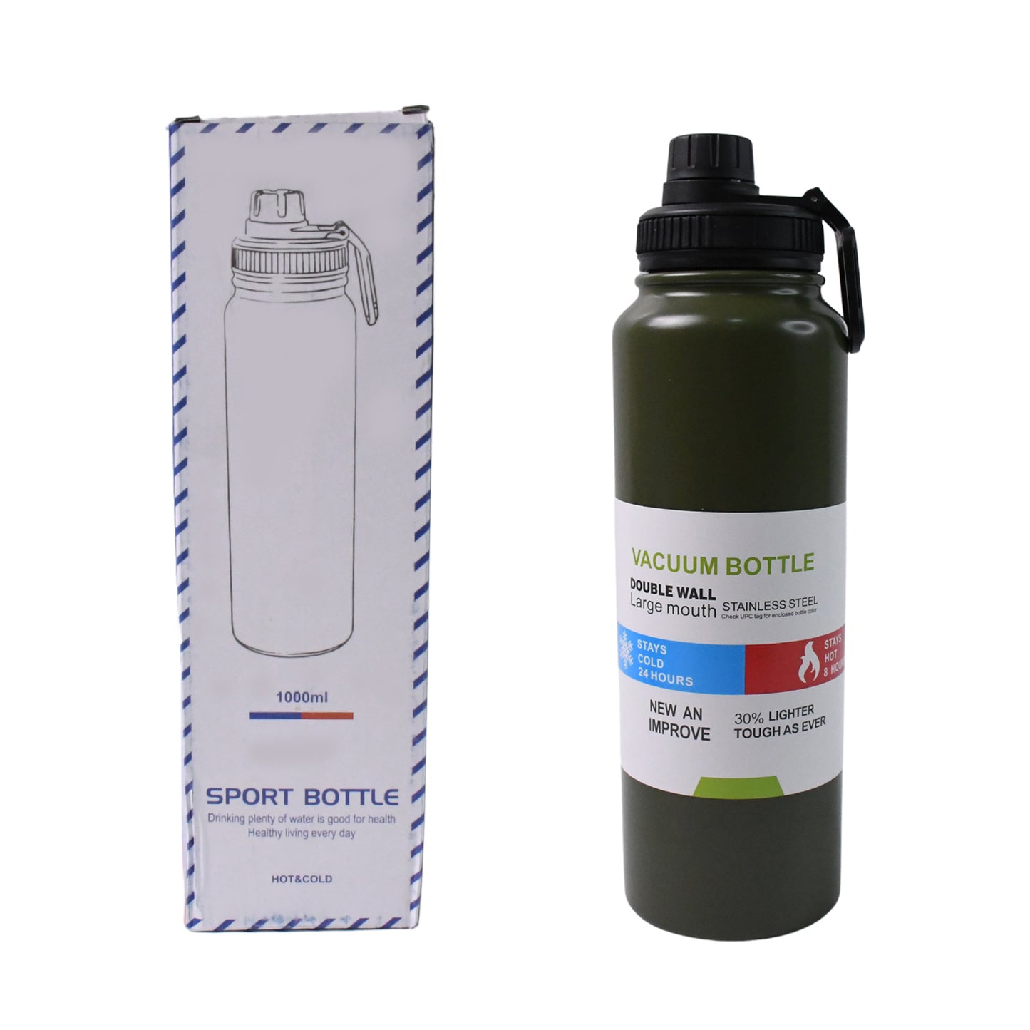 Stainless Steel Double Wall Vacuum-insulated Drink Water Bottle (1000 Ml Mix Color)