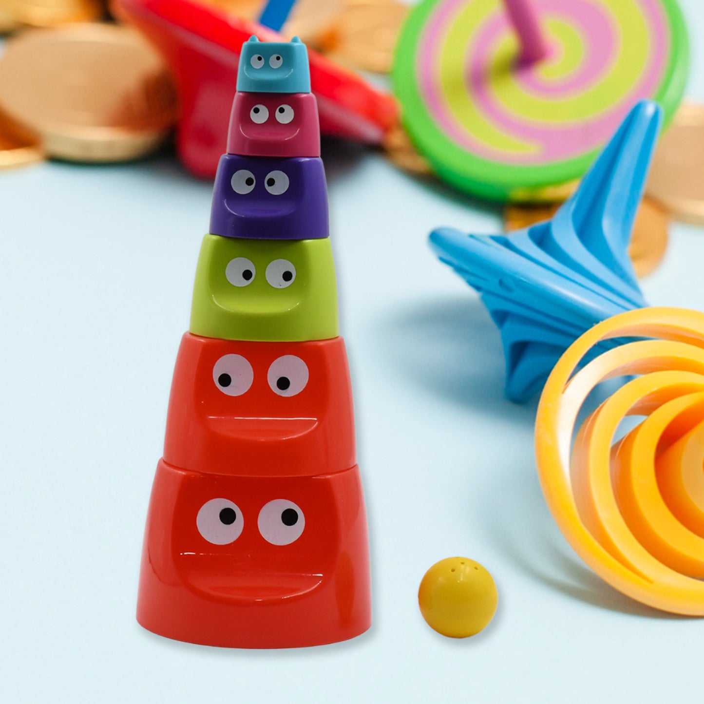 17996 Monster Cups - Activity Toy For Babies 5+ Months Plastic Multicolor Infant Preschool Toys Develops Motor Reasoning Skills Birthday Gifts For Boys Girls Age 5+ Months Kids (1 Set)