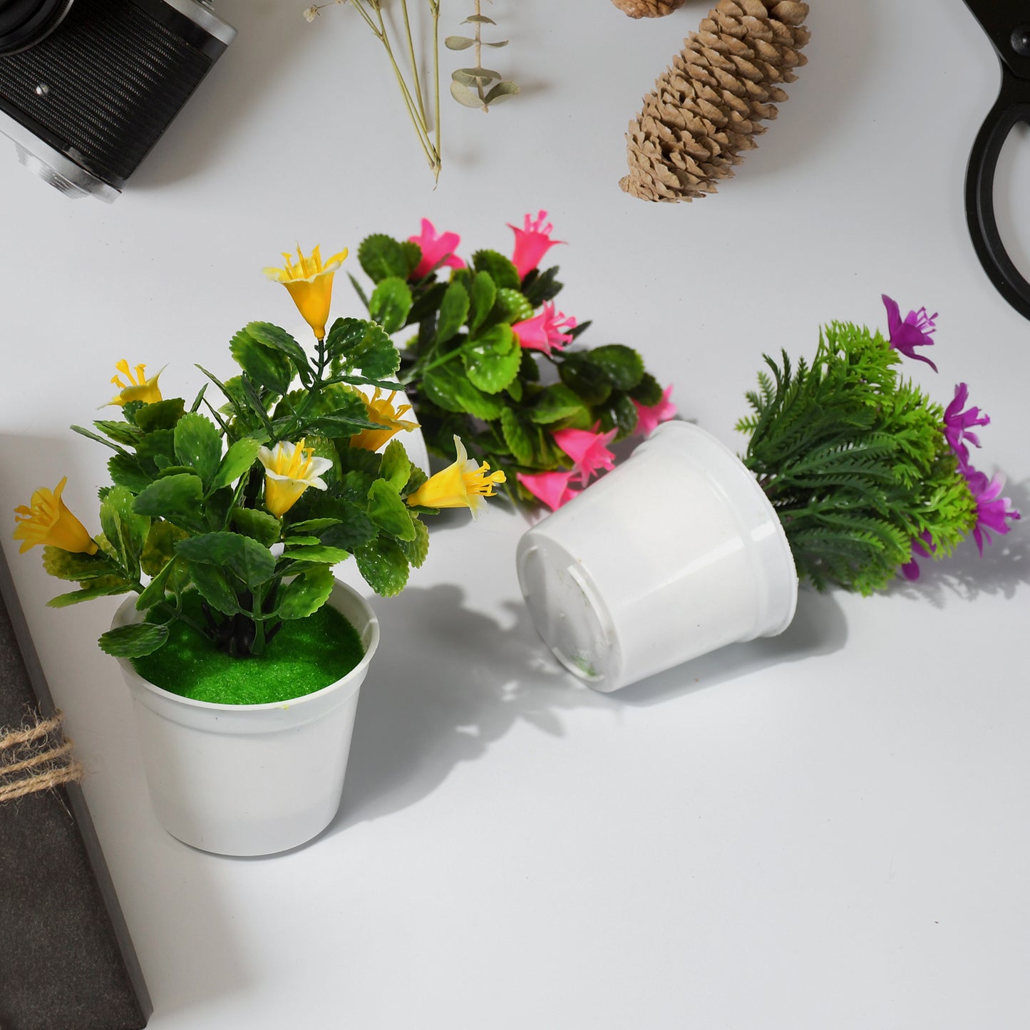 4950 Flower Pot Artificial Decoration Plant Natural Look Plastic Material For Home Hotels Office Multiuse Pot