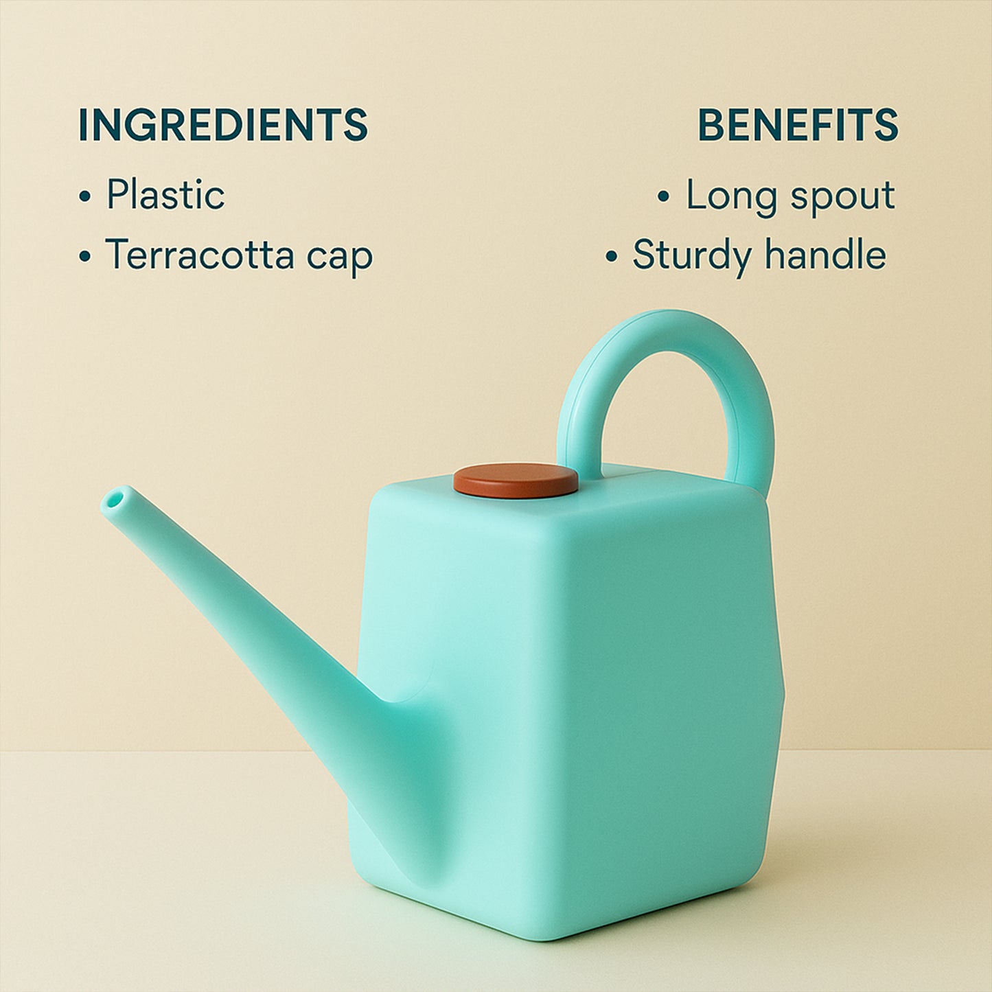 2 Litre Heavy-duty Plastic Gardening Watering Can With Long Spout Ergonomic Handle