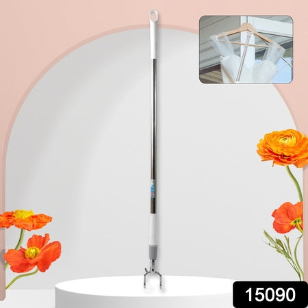 Stainless Steel Telescopic Pole Clothes Hooks Hanger (1 Pc 155 Cm)
