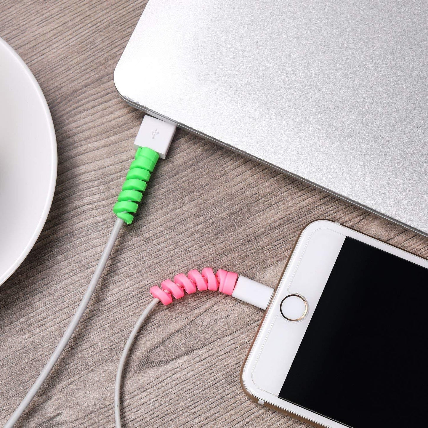 12722 Spiral Charger Cable Protector Data Cable Saver Charging Cords Protective For All Universal Earphone Cable Cover (Pack Of 10)