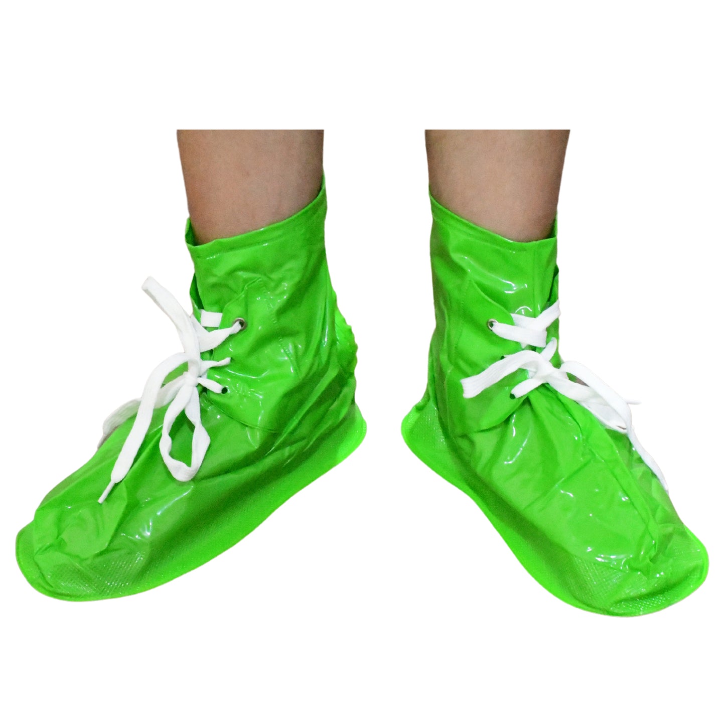 17962 Plastic Shoes Cover Reusable Anti-slip Boots Zippered Overshoes Covers Shoe Laces Waterproof Snow Rain Boots For Kids Adult Shoes For Rainy Season (1 Pair)