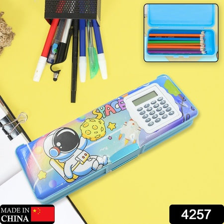 4257 Double Sided Magnetic Geometry Box Pencil Box With Calculator For Boys Art Plastic Pencil Box For Girls And Boys
