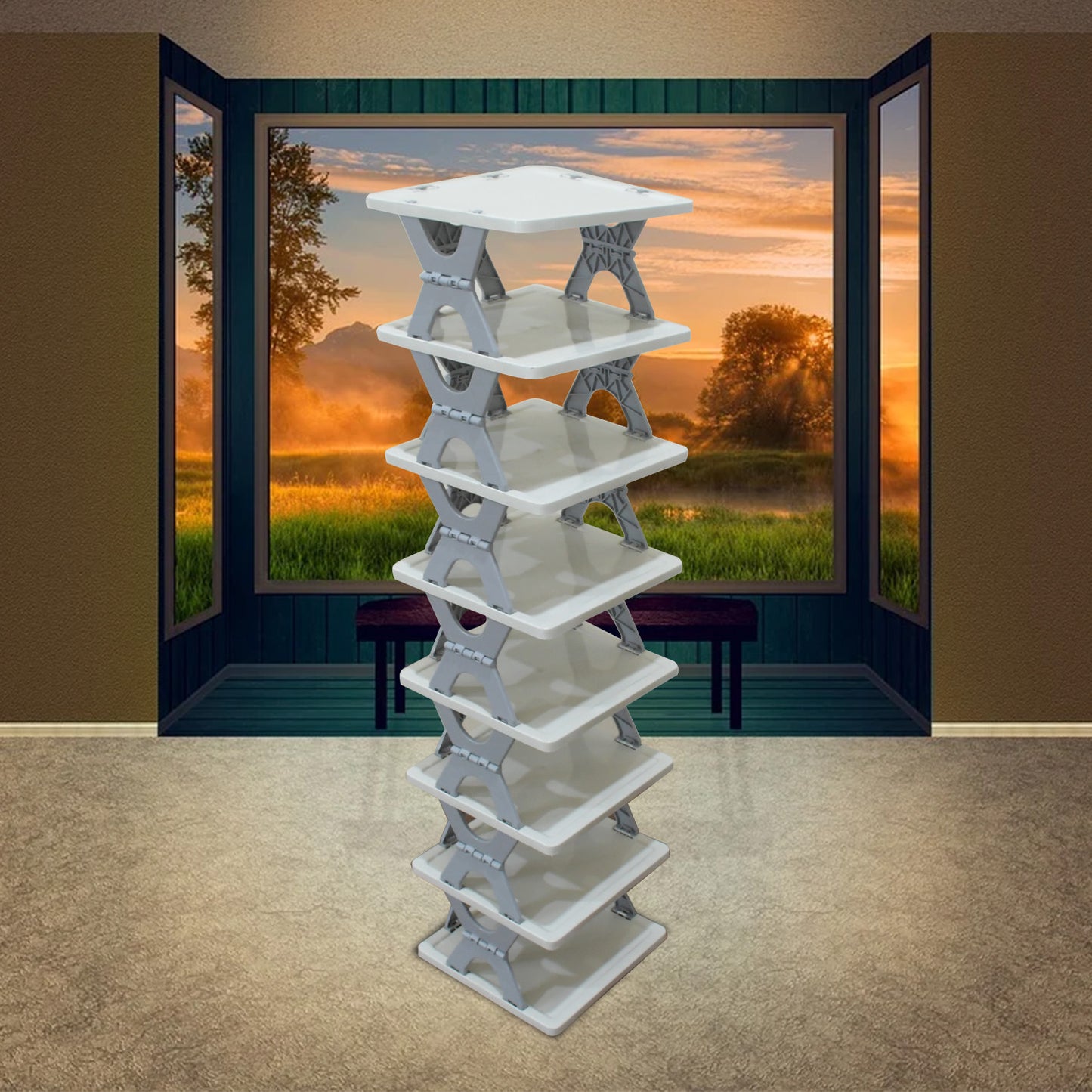 Smart Shoe Rack Shoes Stand Multifunctional Entryway Foldable Collapsible Door Shoe Rack Free Standing Heavy Duty Plastic Shoe Shelf Storage Organizer Narrow Footwear Home (1 Pc 4 Layer 6 Layer 8 Layer)