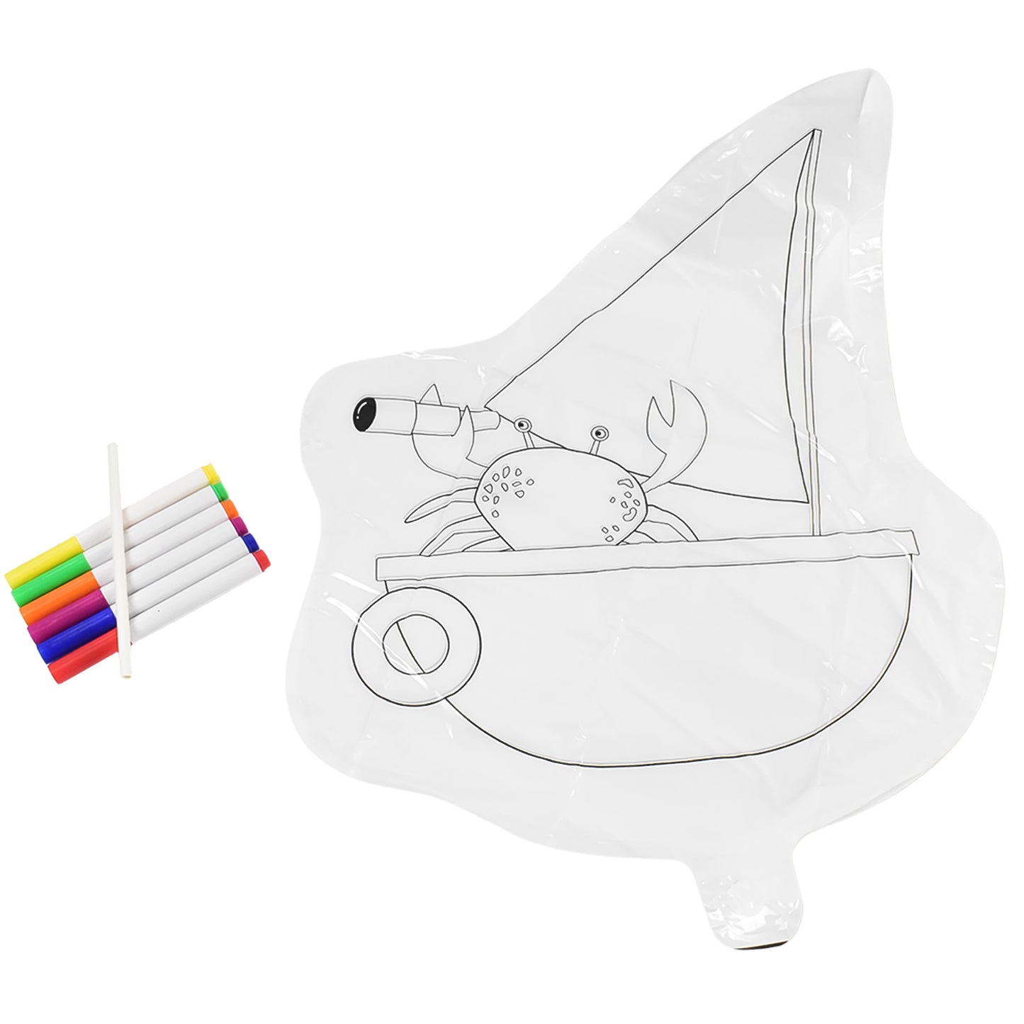 Multicolour Colour-your-own Inflatable Animals With 6pcs Colored Pen Markers (1 Set)