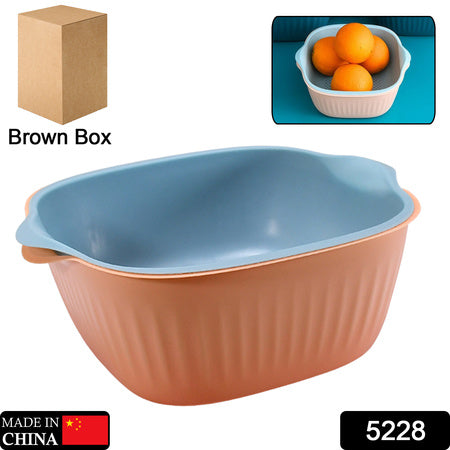 5228 Kitchen Bowl Plastic Washing Bowl And Strainer Drainer Basket For Home Kitchen Use