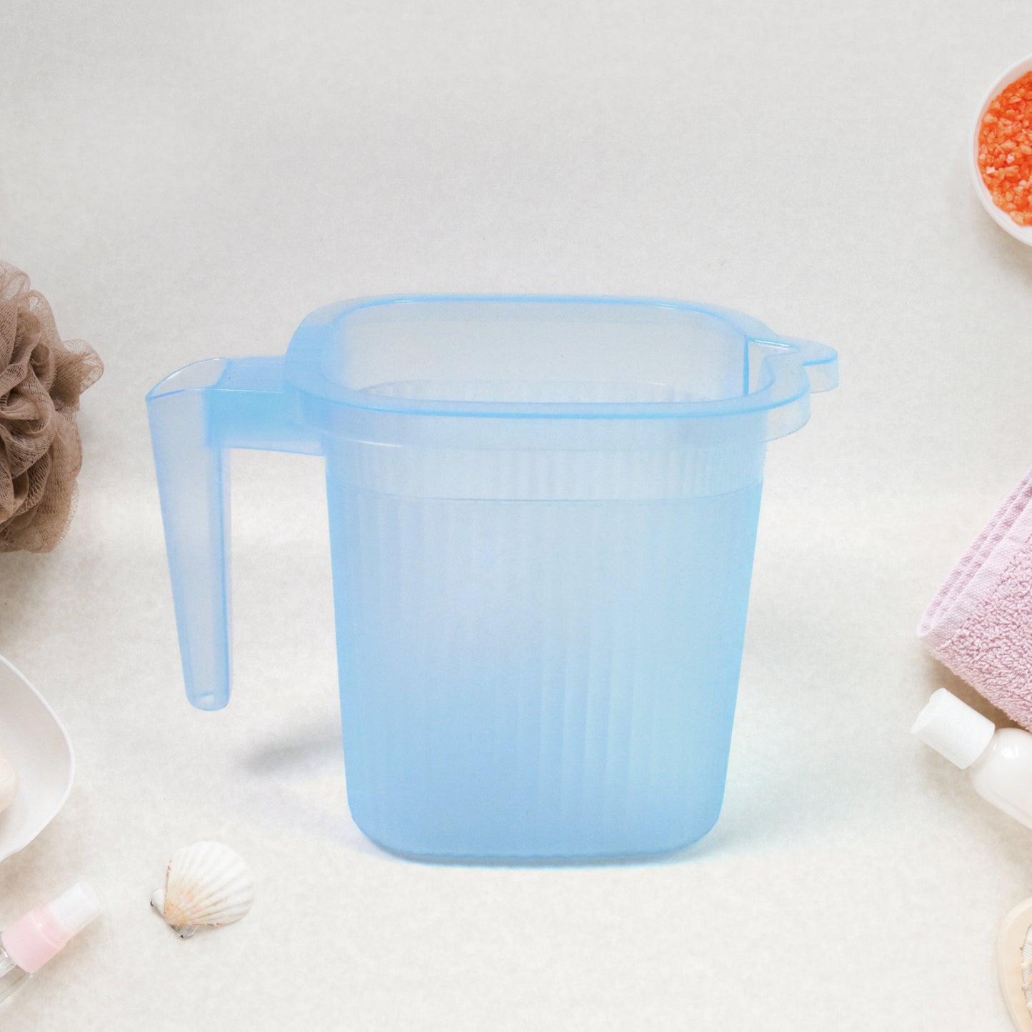 Plastic Transparent Bathroom Water Mug (4 Pc Mix Colour 1000 Ml)