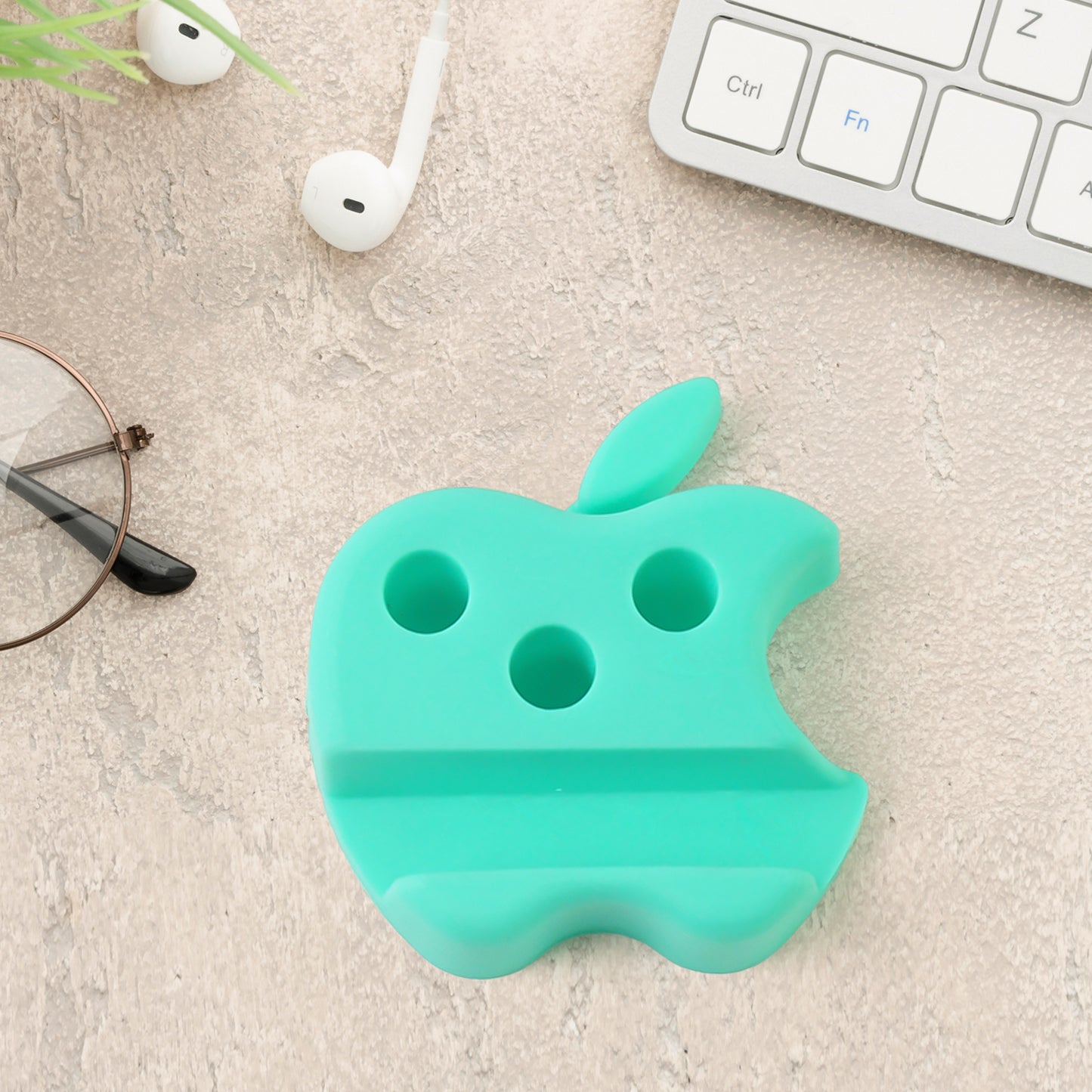Multi-functional Apple-shaped Plastic Mobile Stand With Pen Holder (3 Pc Mix Color)
