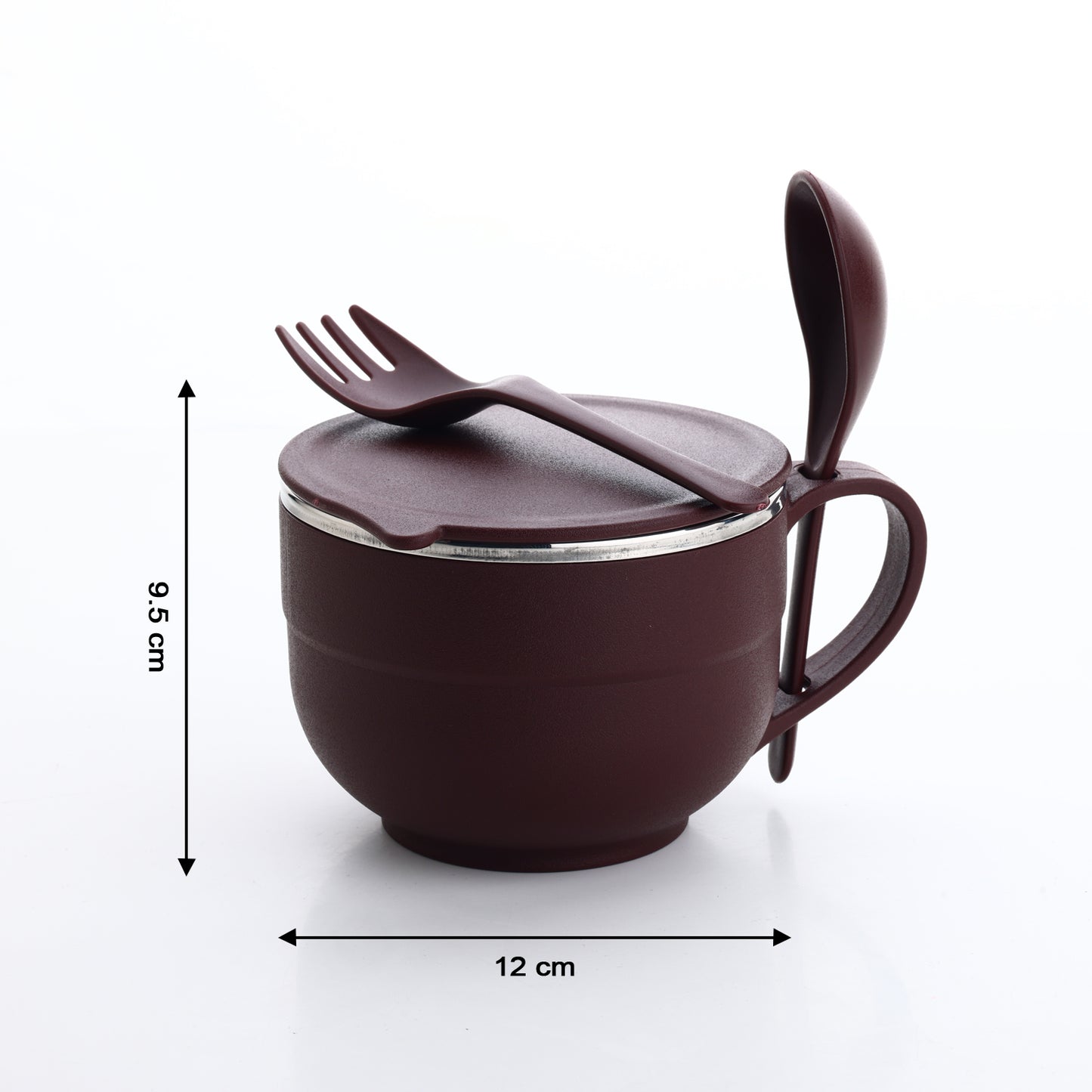 8130 Noodles Soup Bowl With Spoon And Fork Handle Spoon Holder Stainless Steel Bowl And Spoon Set Stainless Steel Storage