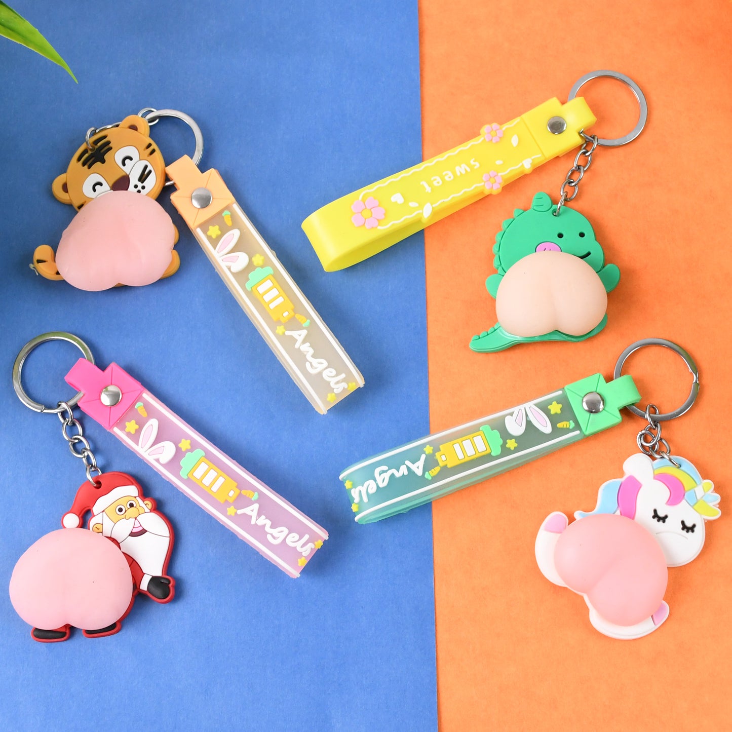Silicone Keychain With Wrist Strap Squeeze Toy (1 Pc Mix Design)