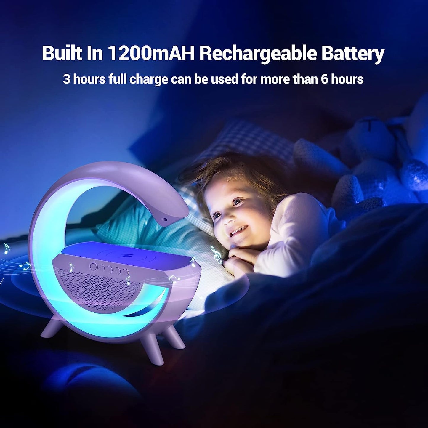 1393 3-in-1 Multi-function Led Night Lamp With Bluetooth Speaker Wireless Charging For Bedroom For Music Party And Mood Lighting - Perfect Gift For All Occasions