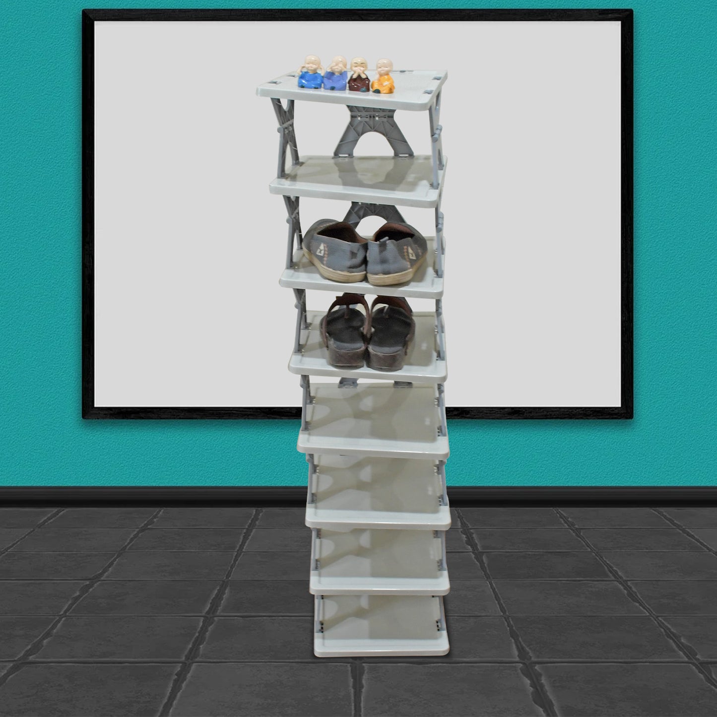 Smart Shoe Rack Shoes Stand Multifunctional Entryway Foldable Collapsible Door Shoe Rack Free Standing Heavy Duty Plastic Shoe Shelf Storage Organizer Narrow Footwear Home (1 Pc 4 Layer 6 Layer 8 Layer)