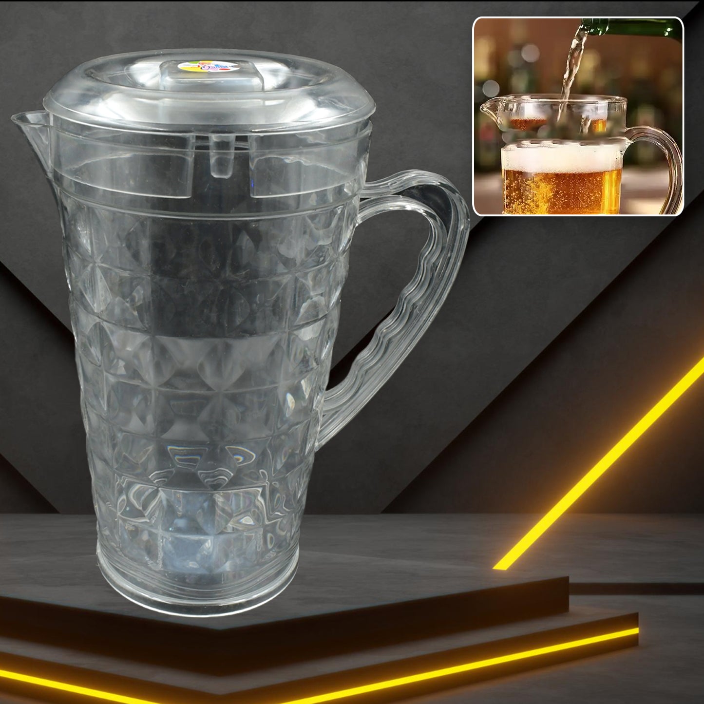 3692 Mocktail Pet Jug Plastic Jug With Lid Drinking Beverage Jag Transparent Tableware Reusable Bpa Free Plastic Water Jug For Home Use Perfect For Home Restaurants