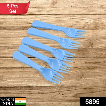 5895 Reusable Premium Heavy Weight Plastic Forks Party Supplies One Size Plastic 5pc Serving Fork Set For Kitchen Travel Home (5pc)