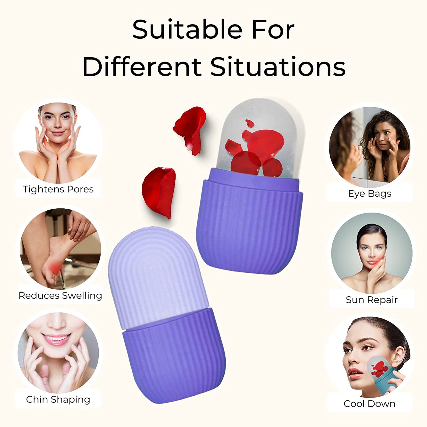 1224p Beauty Ice Roller For Face Massager Eye Reusable Face Rollers Facial Roller ( Purple Color)