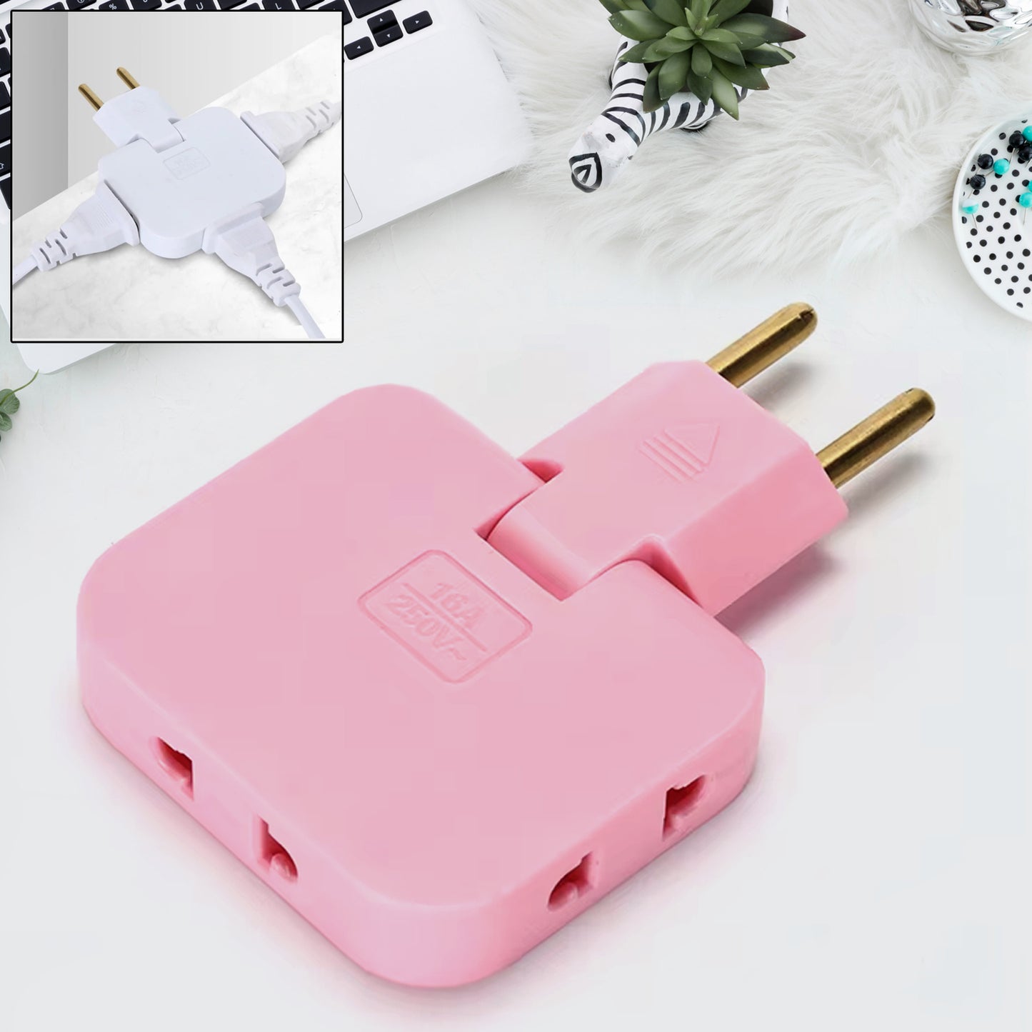 Wireless 3 In 1 Foldable Wall Plug Adapter Socket Converter (1 Pc)