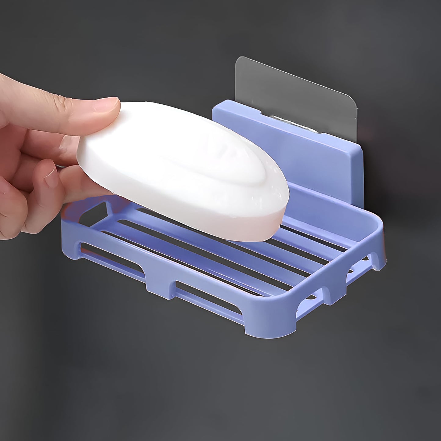4194 Soap Dish Holder For Bathroom Shower Wall Mounted Self Adhesive Soap Holder Saver Tray-plastic Sponge Holder For Kitchen Storage Rack Soap Box (Plastic Box)