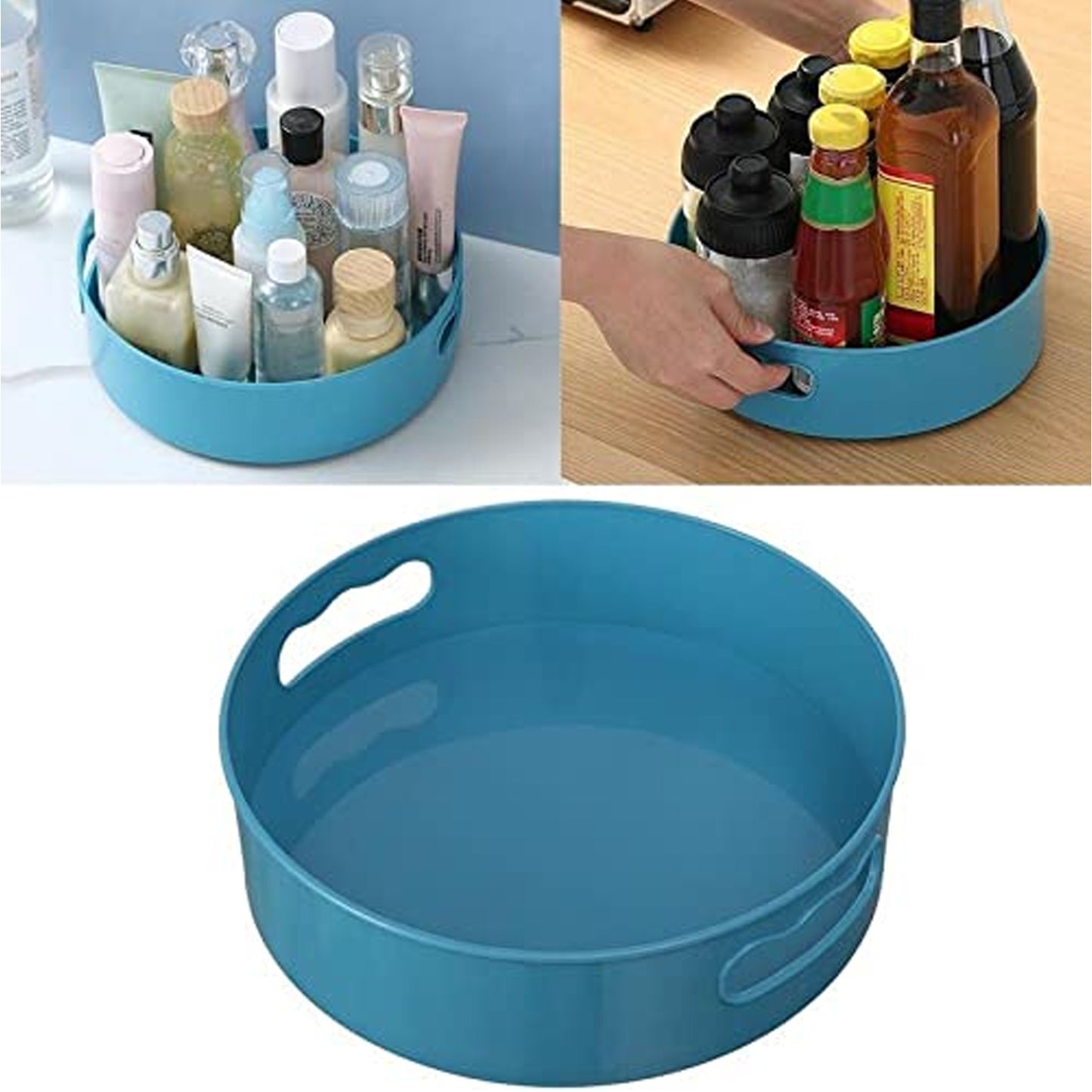 2939 360 Degree Rotating Kitchen Organizer Trolley For Storage Revolving Tray Turntable Dining Table Organizer