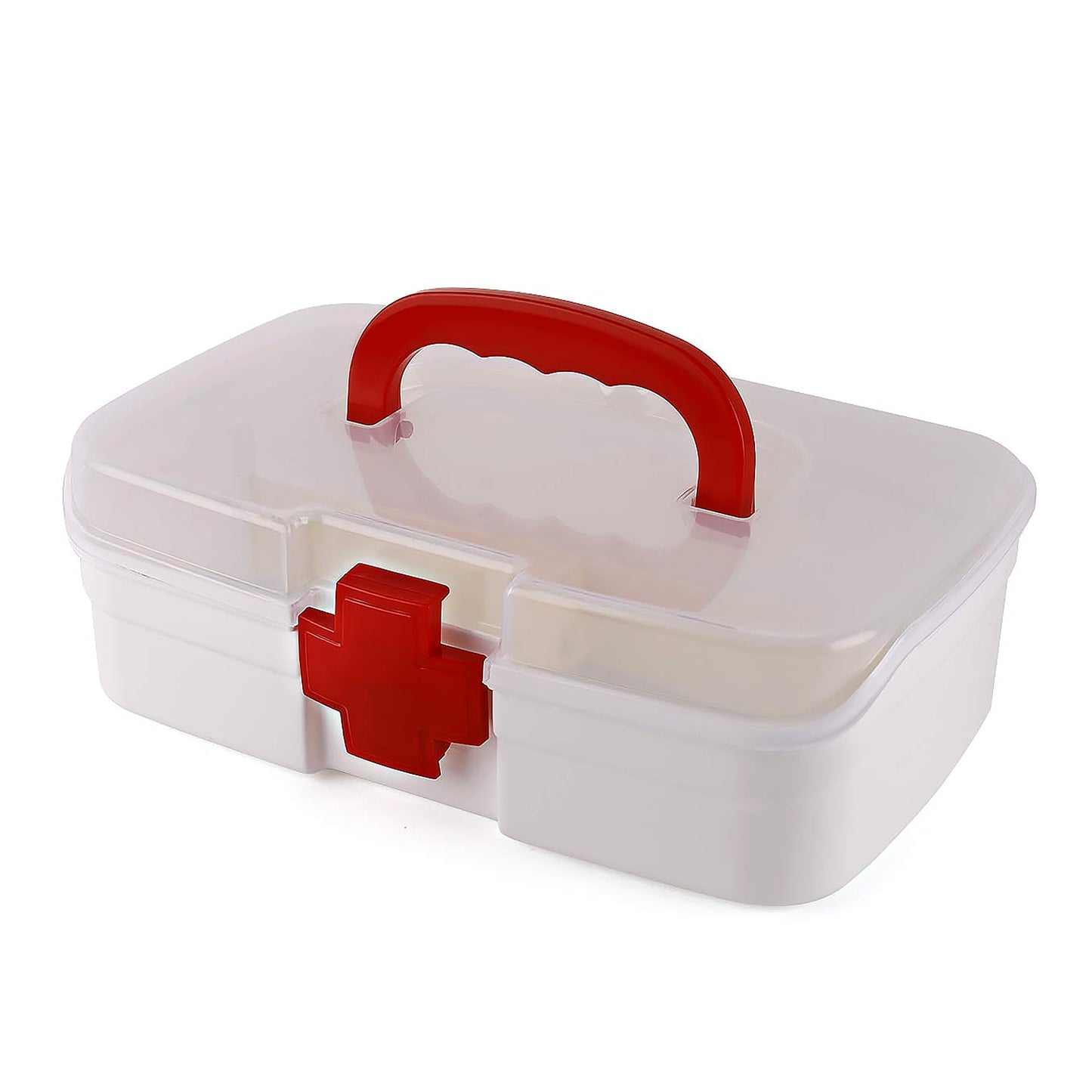 12980 3 Compartment Medical Box 1 Piece Indoor Outdoor Medical Utility Medicine Storage Box Detachable Tray Medical Box Multi Purpose Regular Medicine First Aid Box With Handle Transparent Lid Color Box