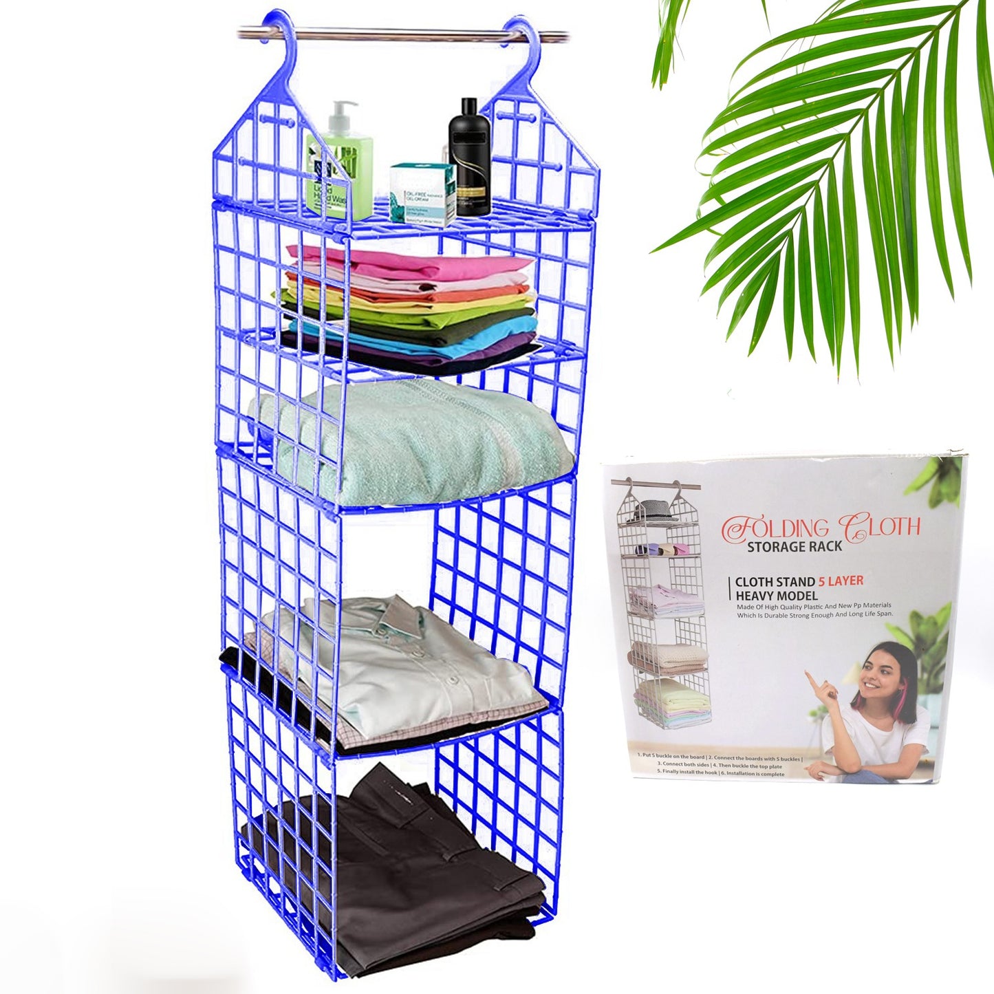 Multipurpose 5 Layer Folding Clothes Storage Rackscloset For Students Wardrobe Shelves Socks Scarf T-shirt Etchanging Organizer Storage Holders Racks