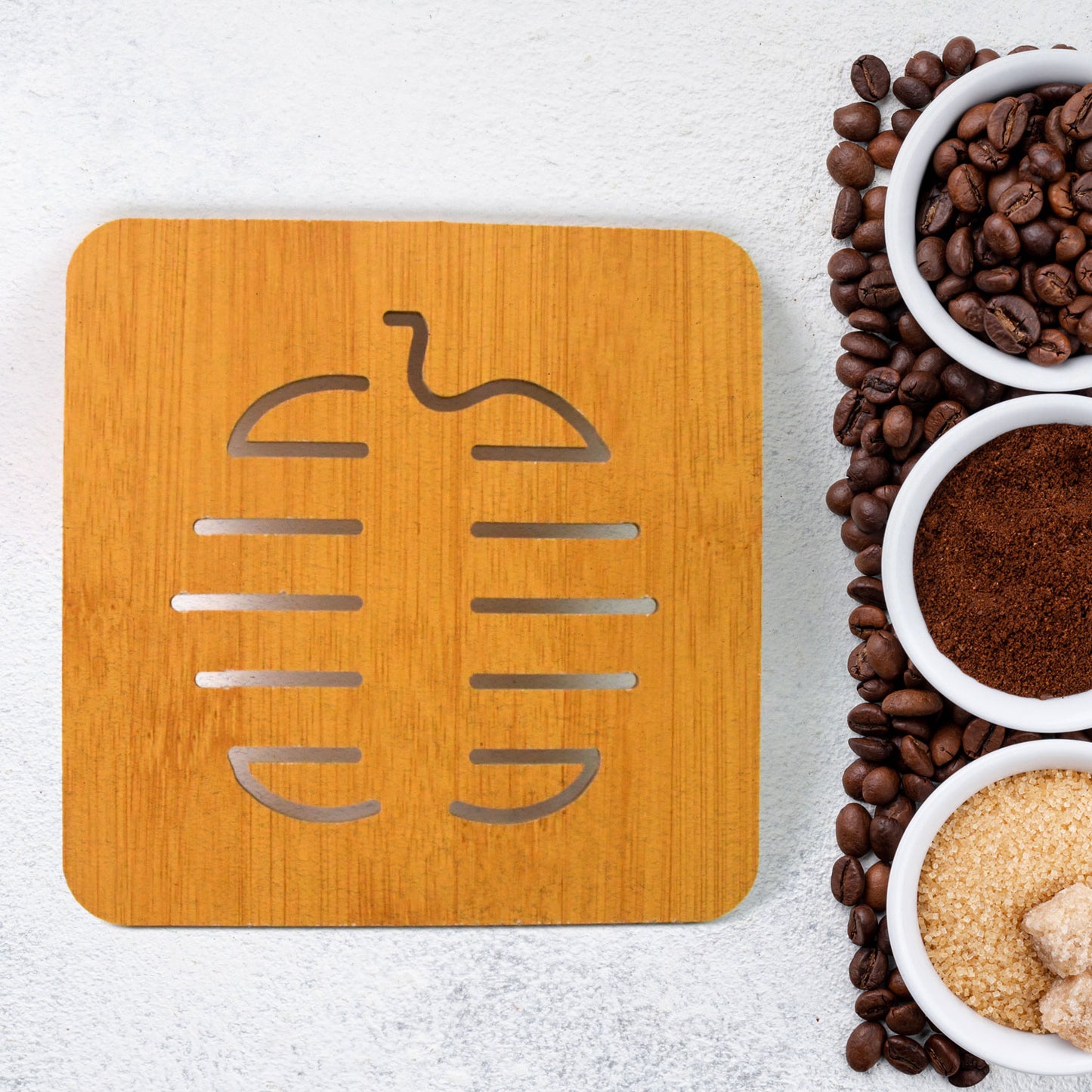 Square Bamboo Wood Table Place Mat Hot Pot Cup Mat Tea Coaster(1414 Cm 1 Pc)