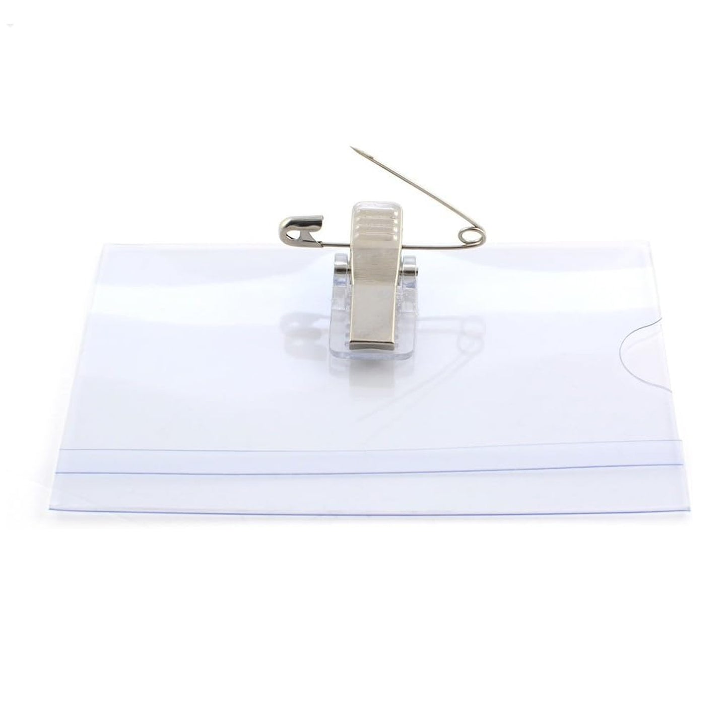 Plastic Transparent Cardholders With Pin Clip 90 Mm X 60 Mm (50 Pcs Set)