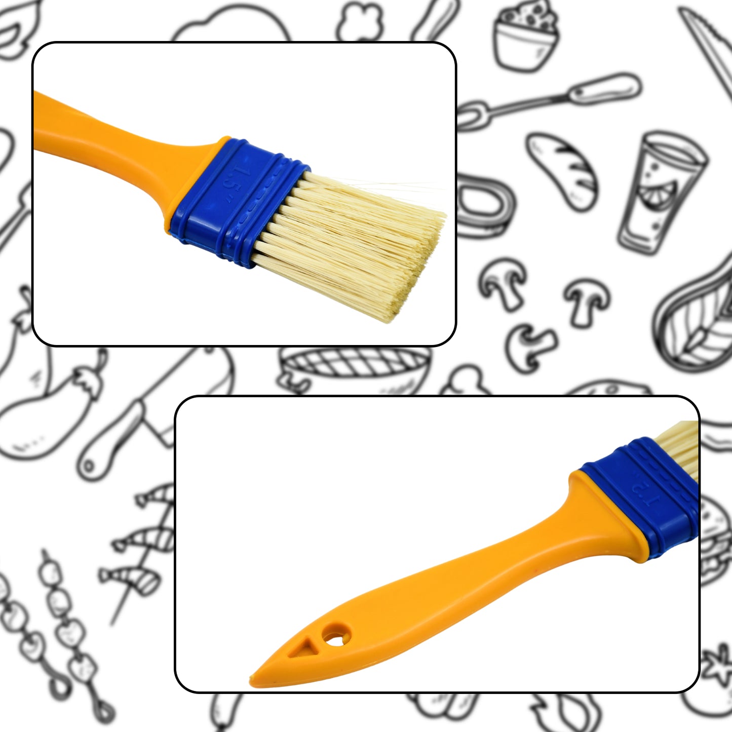 8721 Multifunction Basting Brush For Cooking Pastry Brush Baking Food Butter Brush Dusting Brush For Cooking Grease Brush For Baking Dishwasher Safe Grilling Hairbrush Corn (2 Pcs Set)