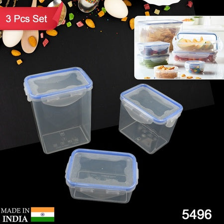 5496 Kitchen Storage Container Set With Food Grade Plastic And Air Seal Lock Lid For Storage Of Grocery Spices Dry Fruits Use For Home Office Restaurant Canteens (3 Piece Set)