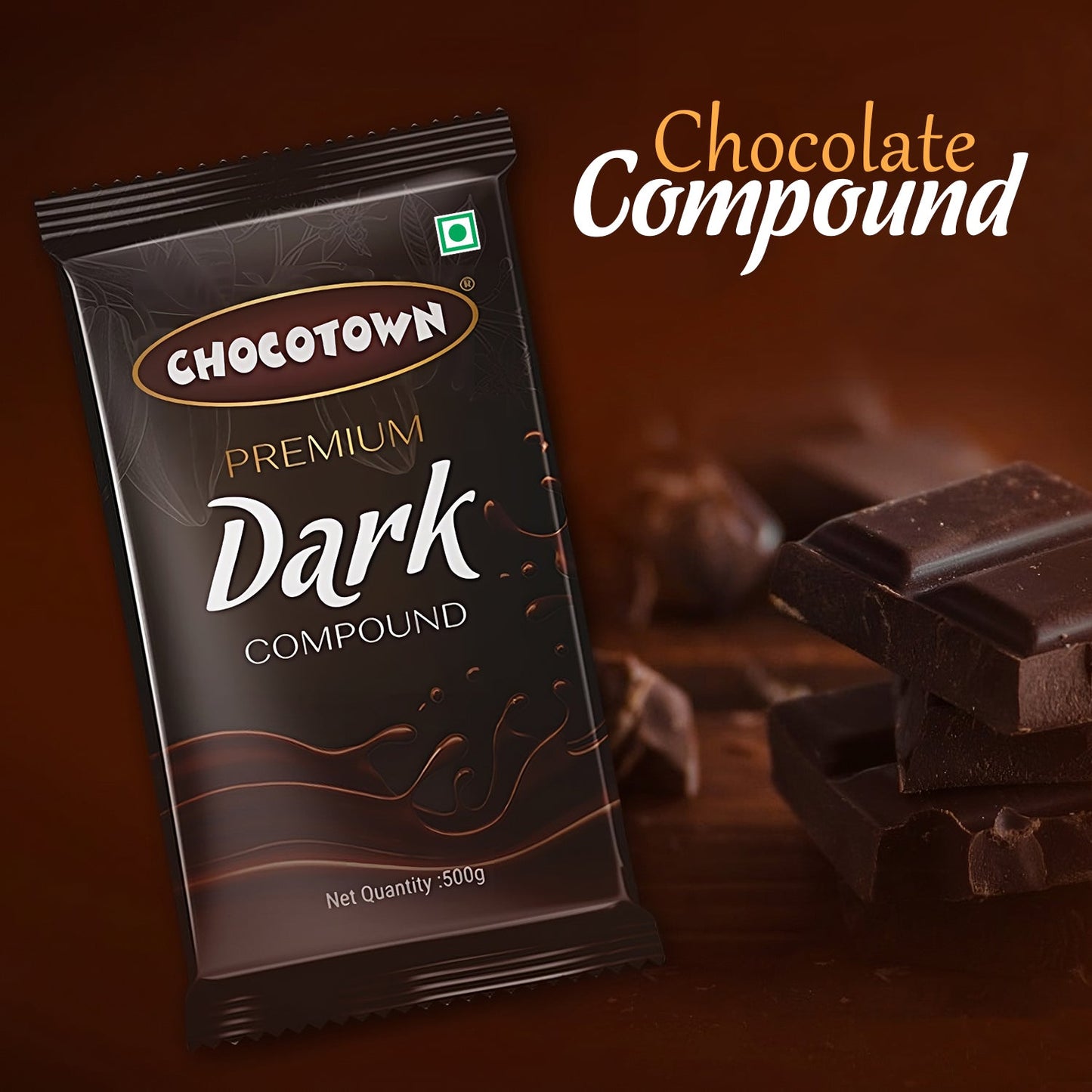 Dark Compound 500gm Chocotown Dark Choco Slab