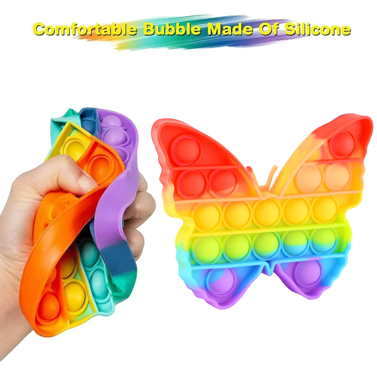 17638 Pop Fidget Toy Push Pop Bubble Fidget Sensory Toy For Kids And Adults Fidget Popper Stress Reliever Sensory Fidget Poppers (Butterfly Car Shape 1 Pc)